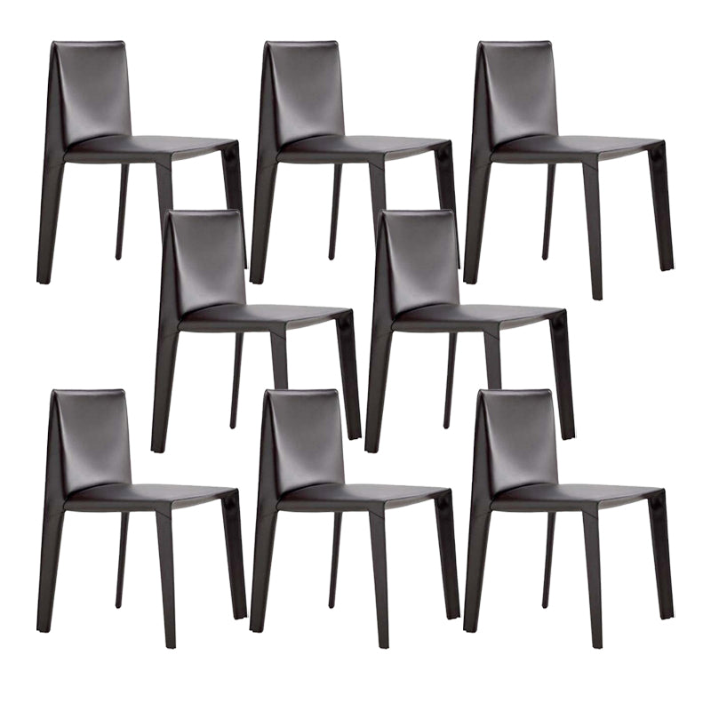 Minimalist Design Leather Dining Chair for Home Solid Back Armless Dining Chair