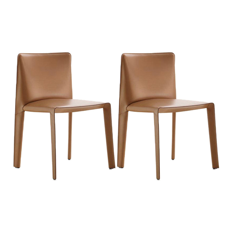 Minimalist Design Leather Dining Chair for Home Solid Back Armless Dining Chair