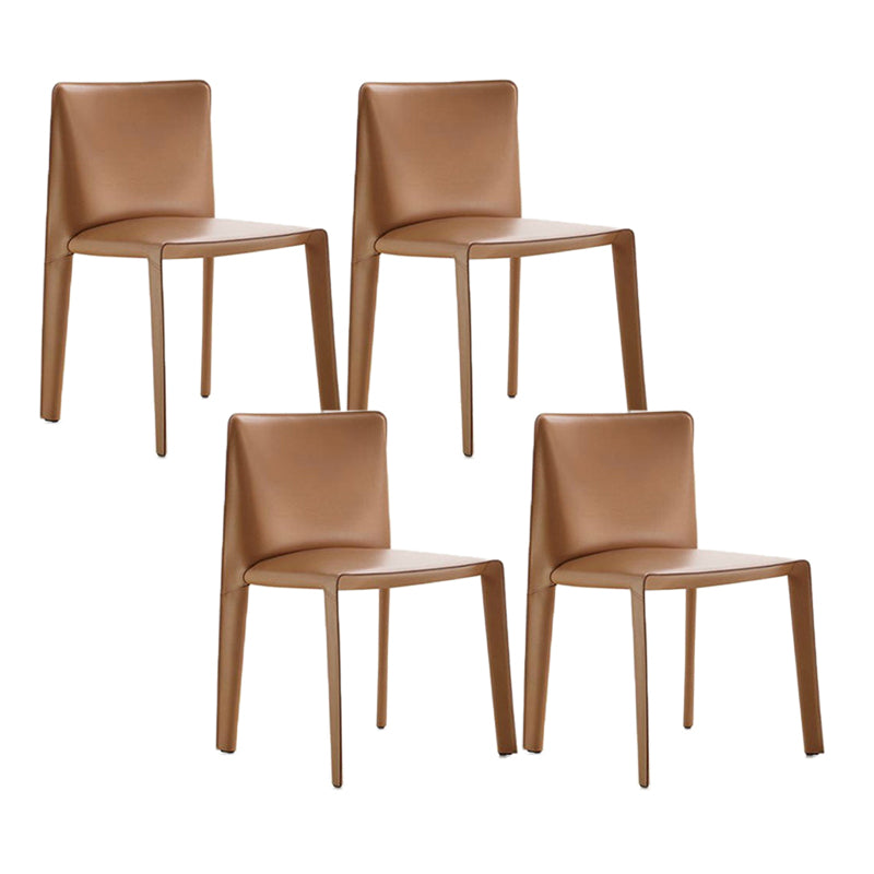 Minimalist Design Leather Dining Chair for Home Solid Back Armless Dining Chair