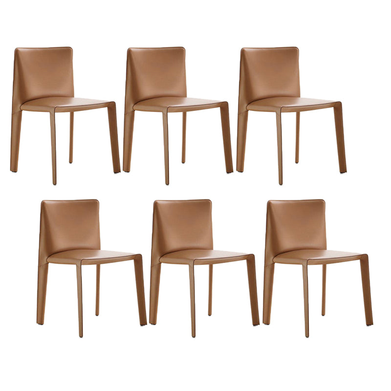 Minimalist Design Leather Dining Chair for Home Solid Back Armless Dining Chair