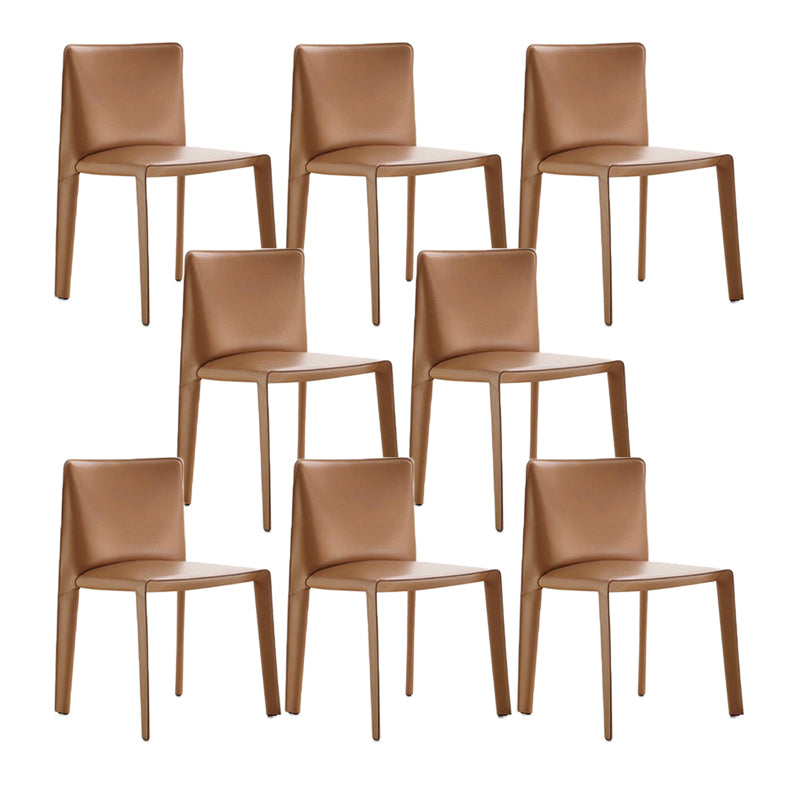 Minimalist Design Leather Dining Chair for Home Solid Back Armless Dining Chair