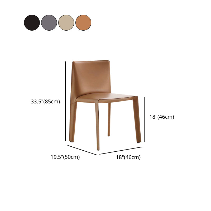 Minimalist Design Leather Dining Chair for Home Solid Back Armless Dining Chair