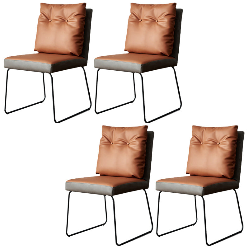 Contemporary Faux Leather Dining Room Chairs Metal Dining Chairs for Home Use