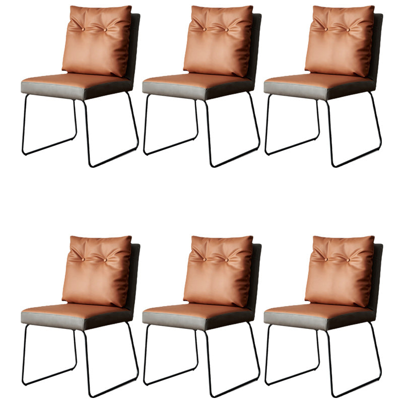 Contemporary Faux Leather Dining Room Chairs Metal Dining Chairs for Home Use