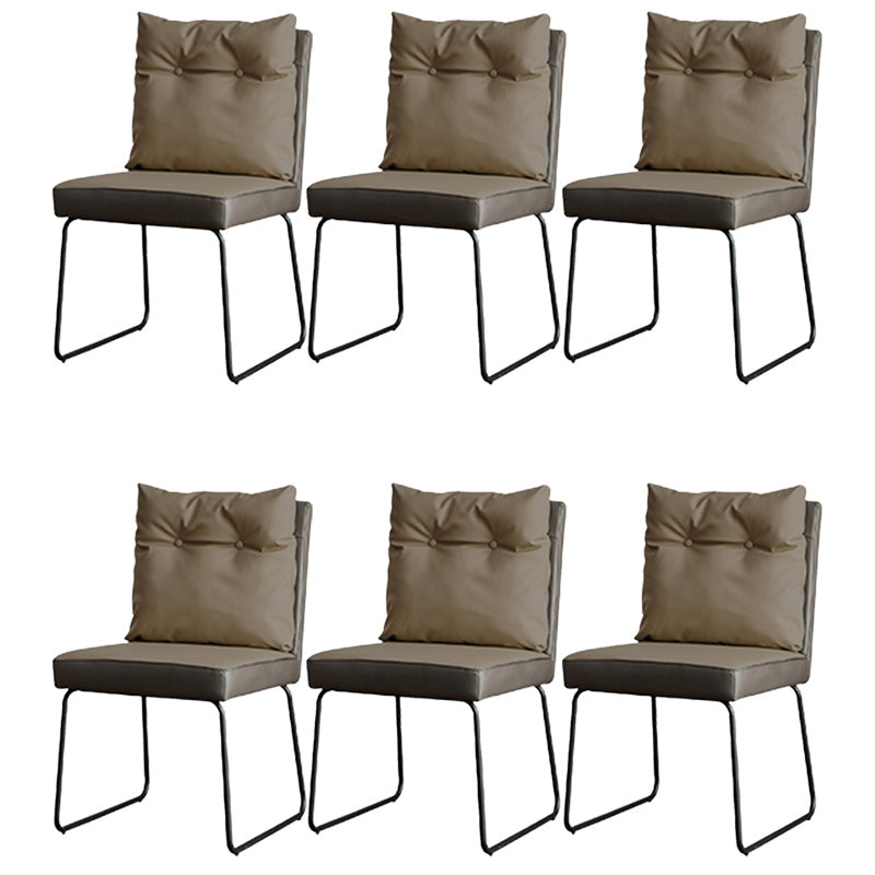 Contemporary Faux Leather Dining Room Chairs Metal Dining Chairs for Home Use