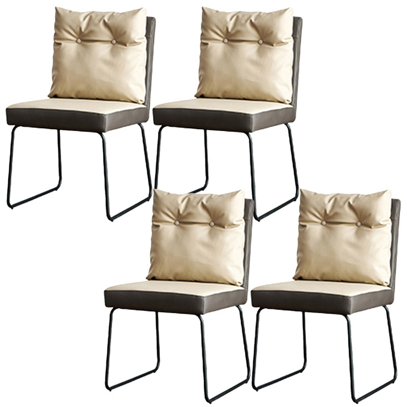 Contemporary Faux Leather Dining Room Chairs Metal Dining Chairs for Home Use