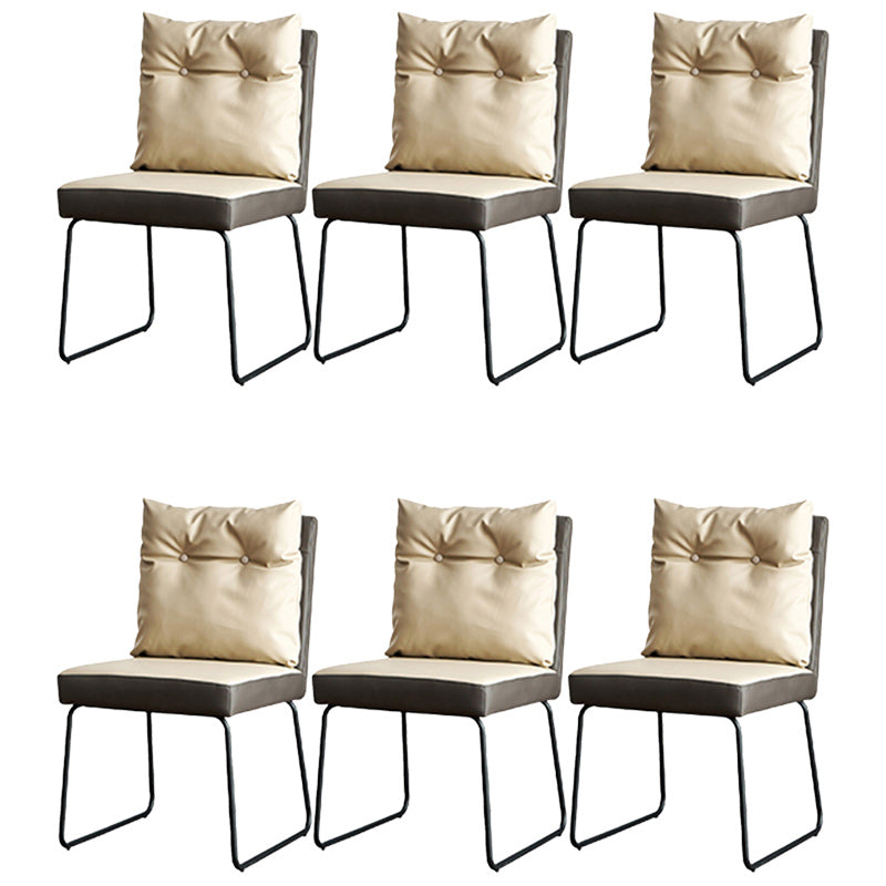 Contemporary Faux Leather Dining Room Chairs Metal Dining Chairs for Home Use