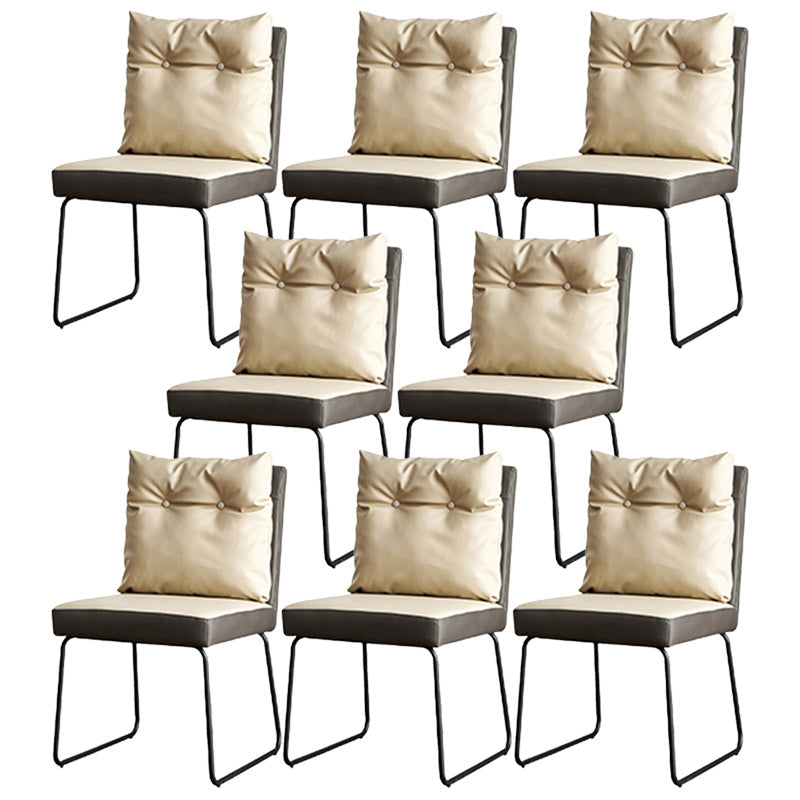 Contemporary Faux Leather Dining Room Chairs Metal Dining Chairs for Home Use