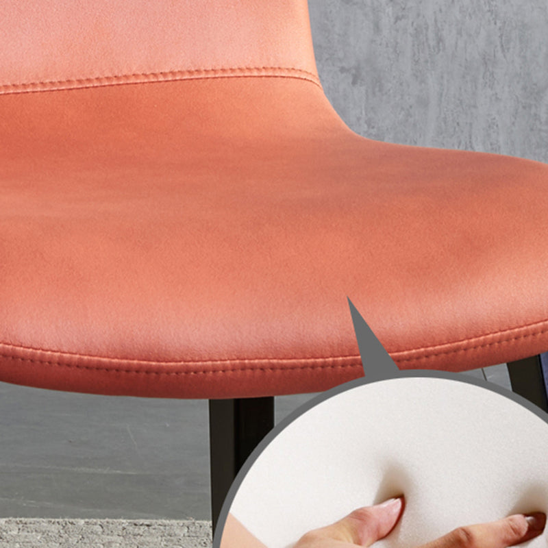 Minimalist Design PU Leather Dining Chairs Solid Back Chair with Wooden Legs