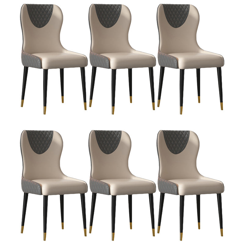 Glam Faux Leather Dining Chairs Wood Armless Dining Chair for Home Use