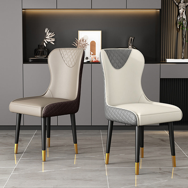 Glam Faux Leather Dining Chairs Wood Armless Dining Chair for Home Use