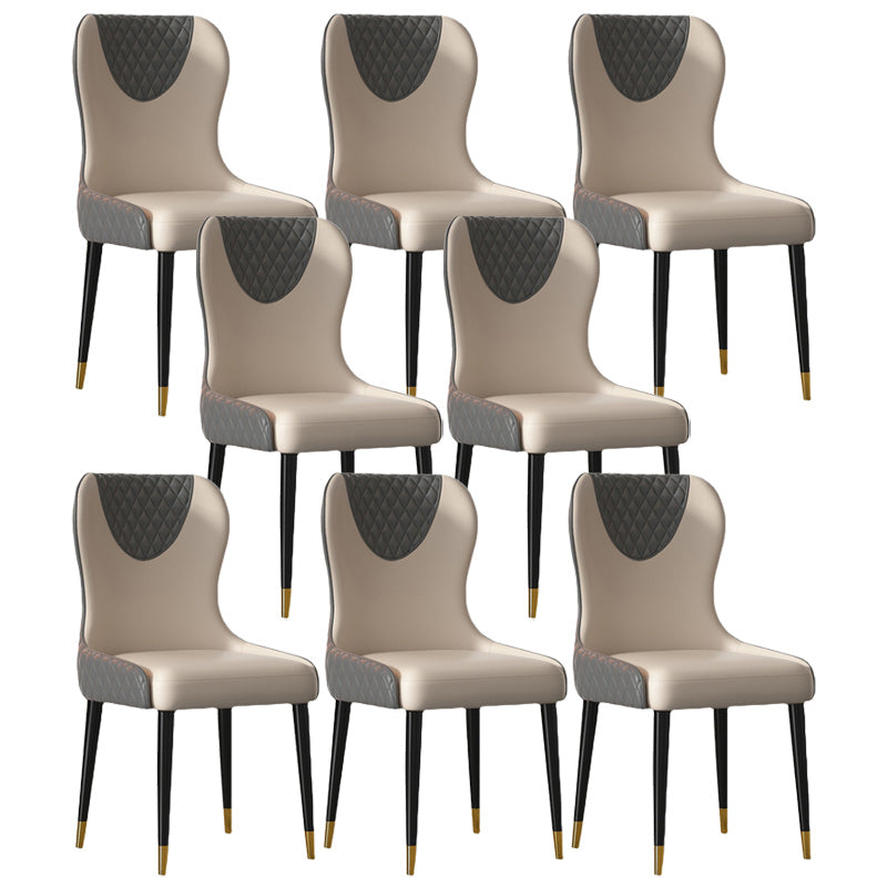 Glam Faux Leather Dining Chairs Wood Armless Dining Chair for Home Use