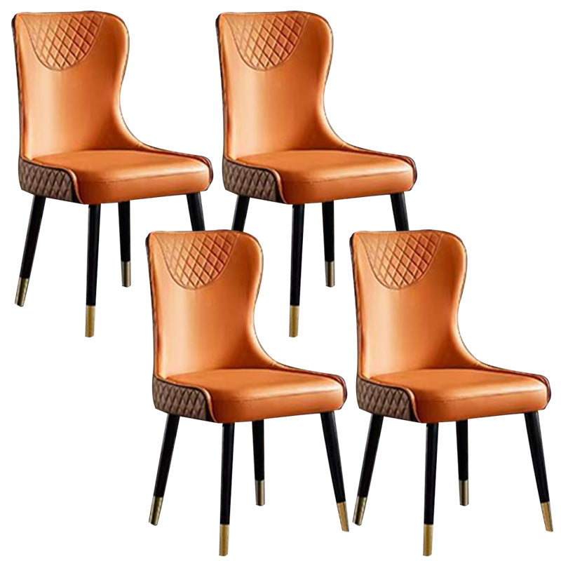 Glam Faux Leather Dining Chairs Wood Armless Dining Chair for Home Use