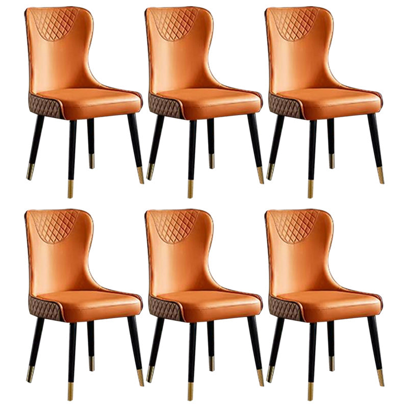 Glam Faux Leather Dining Chairs Wood Armless Dining Chair for Home Use