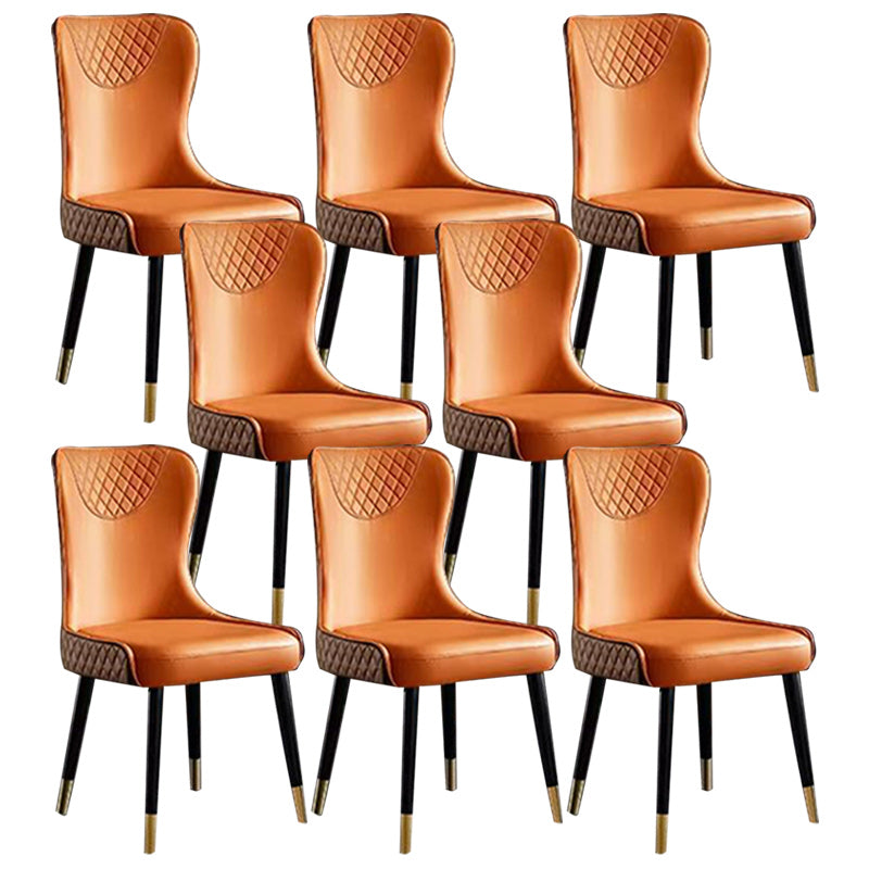 Glam Faux Leather Dining Chairs Wood Armless Dining Chair for Home Use