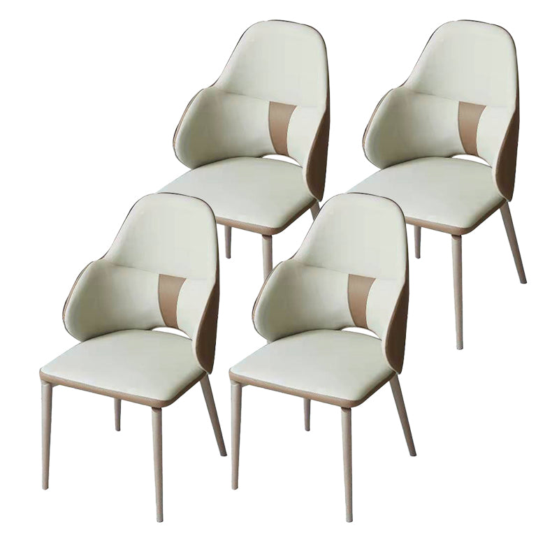 Minimalist Design Arm Leather Dining Chairs Solid Back Chairs for Home Use