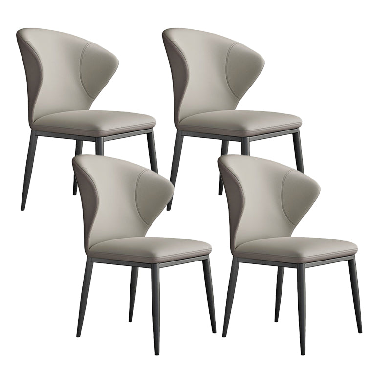 Minimalist Design Armless Wingback Side Chairs Leather Dining Chairs