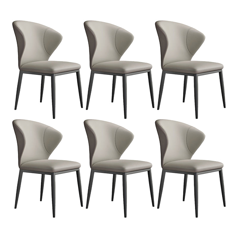 Minimalist Design Armless Wingback Side Chairs Leather Dining Chairs