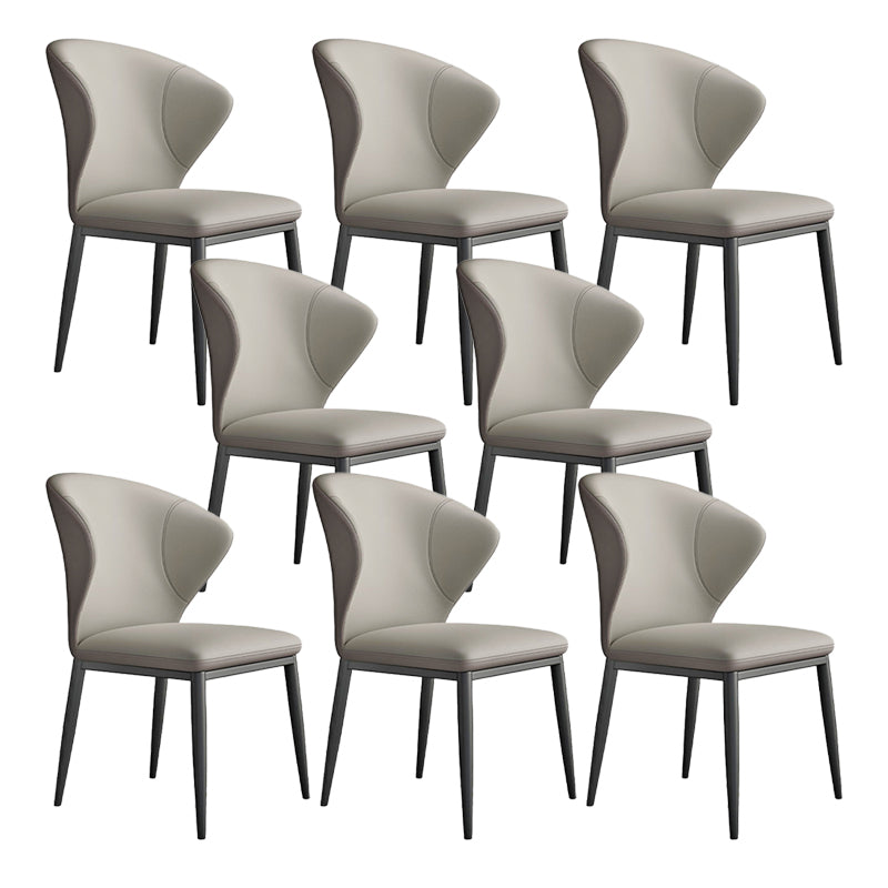 Minimalist Design Armless Wingback Side Chairs Leather Dining Chairs