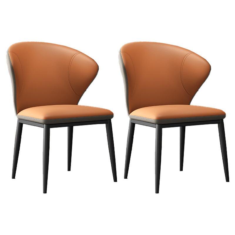 Minimalist Design Armless Wingback Side Chairs Leather Dining Chairs