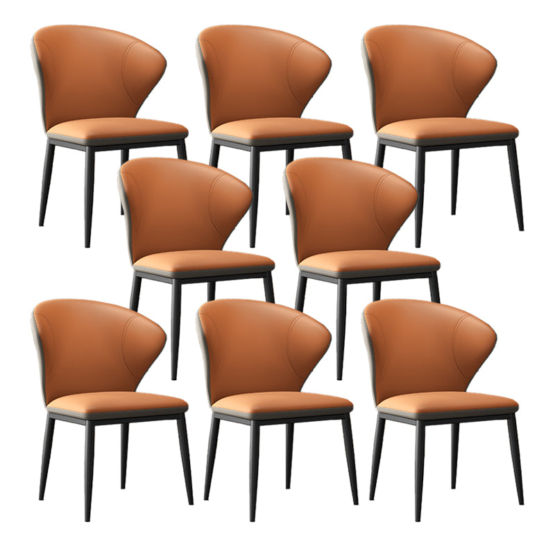 Minimalist Design Armless Wingback Side Chairs Leather Dining Chairs