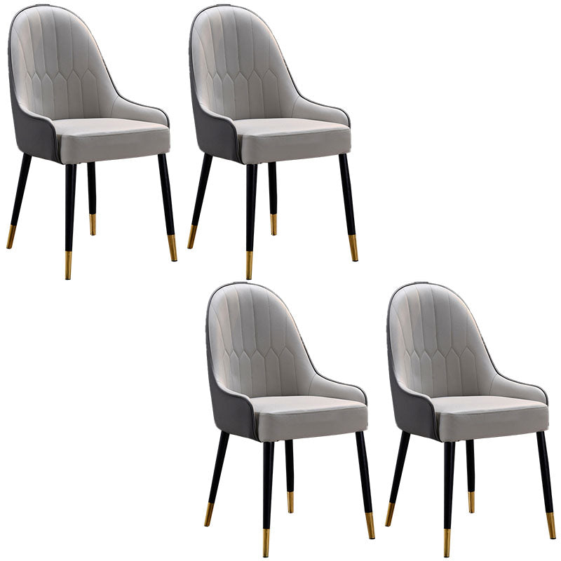 Scandinavian Leather Dining Chairs with Wood Legs Arm Solid Back Dining Side Chair