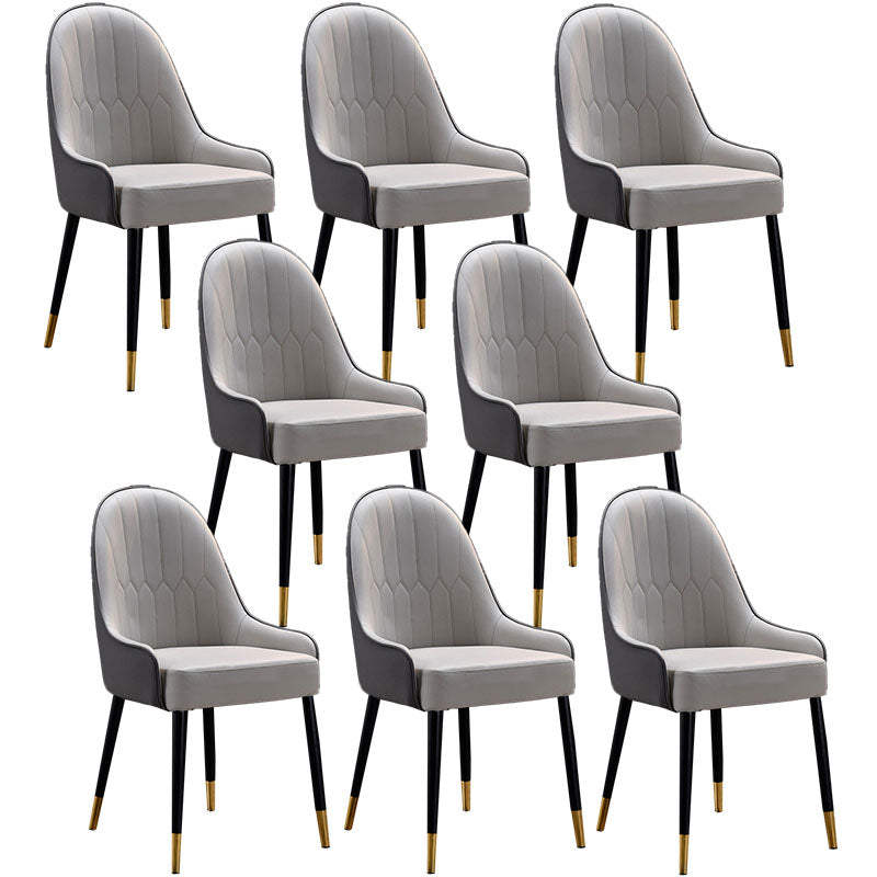 Scandinavian Leather Dining Chairs with Wood Legs Arm Solid Back Dining Side Chair