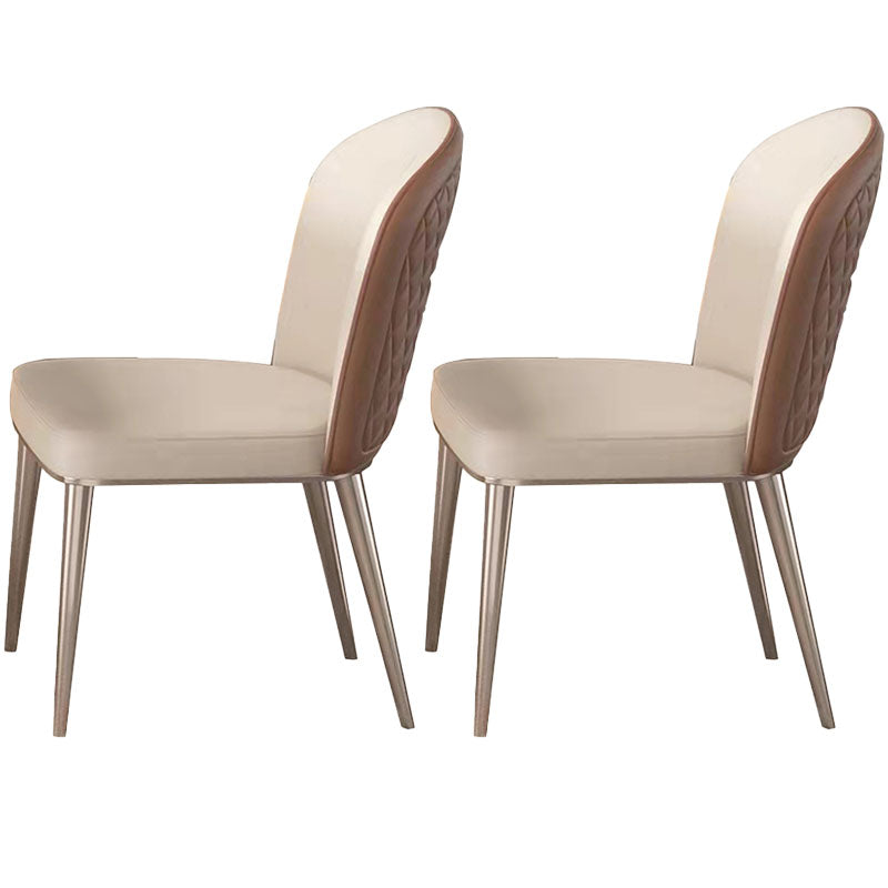 Nordic Style Leather Dining Chairs for Home Armless Solid Back Chair