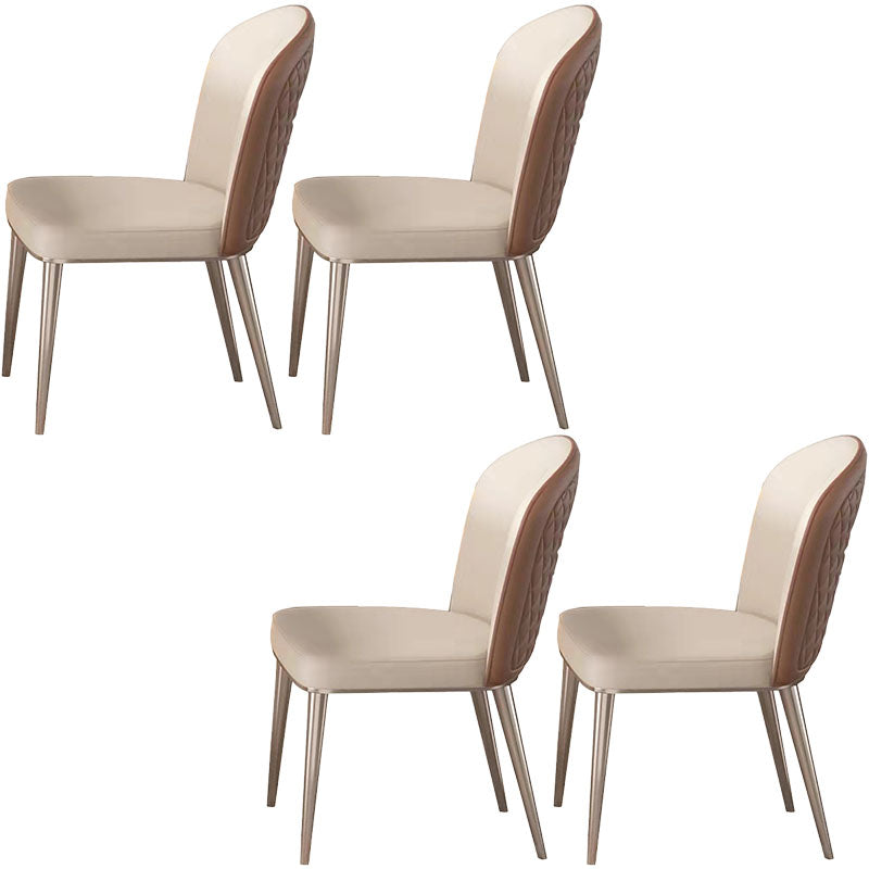 Nordic Style Leather Dining Chairs for Home Armless Solid Back Chair