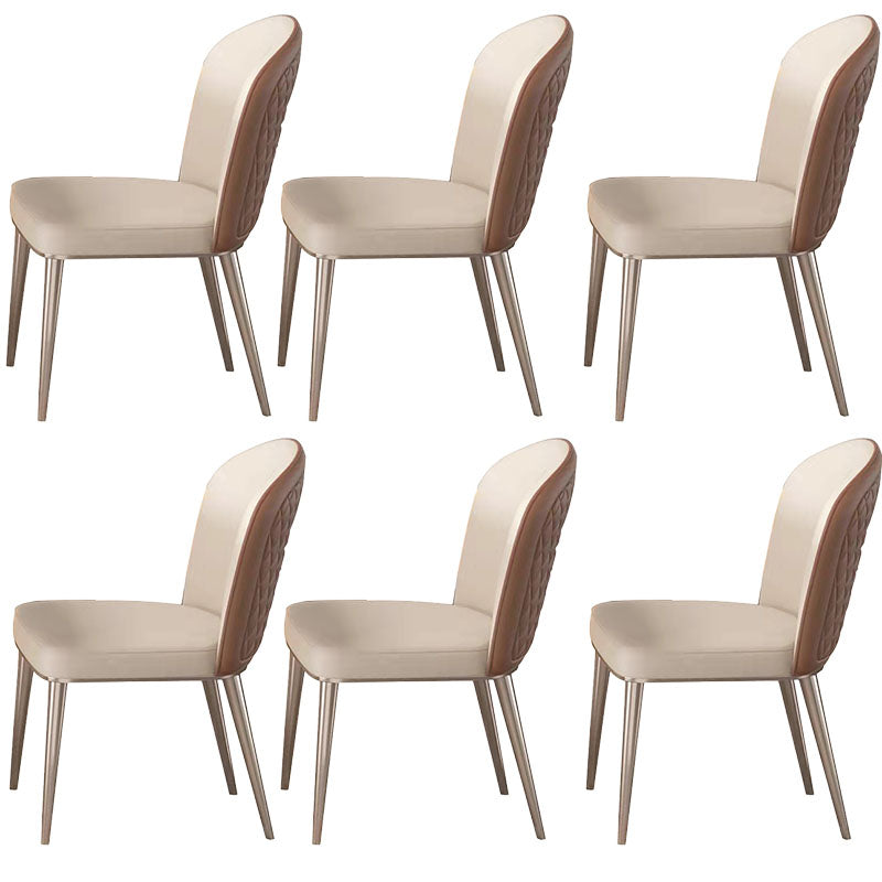 Nordic Style Leather Dining Chairs for Home Armless Solid Back Chair