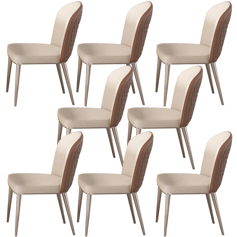 Nordic Style Leather Dining Chairs for Home Armless Solid Back Chair