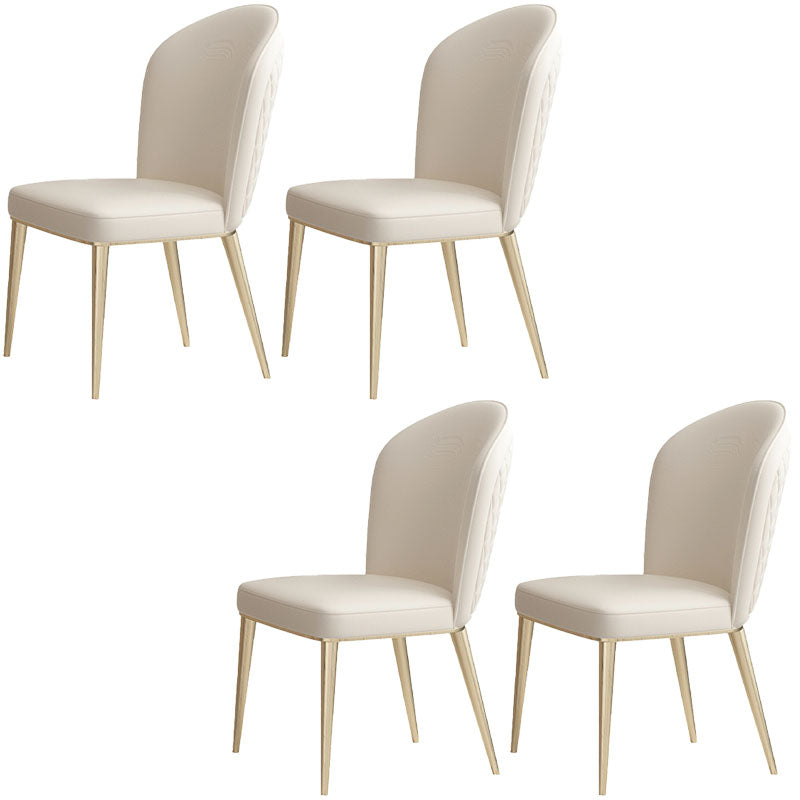 Nordic Style Leather Dining Chairs for Home Armless Solid Back Chair