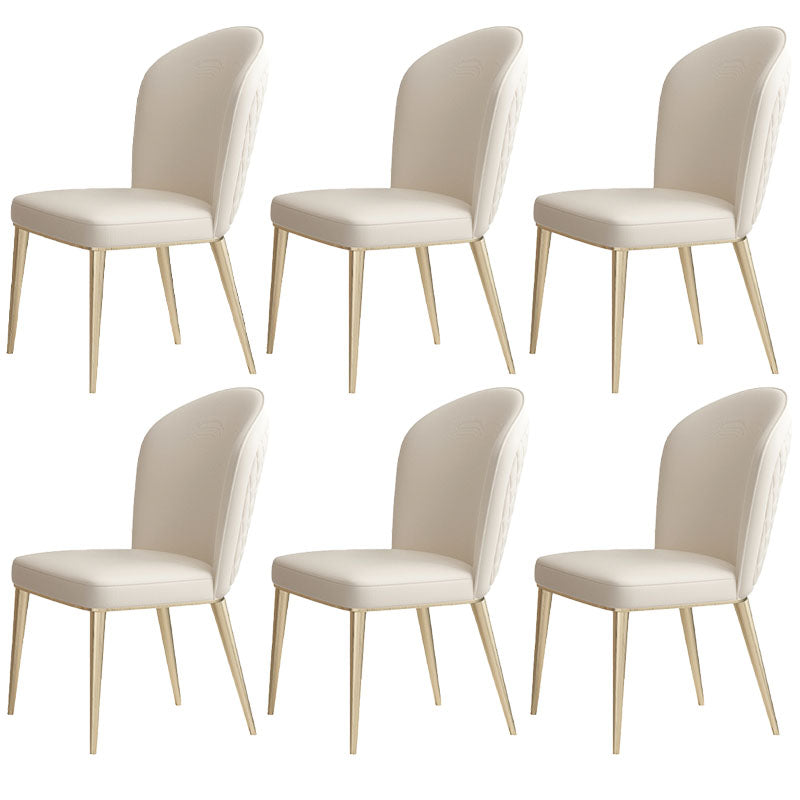 Nordic Style Leather Dining Chairs for Home Armless Solid Back Chair