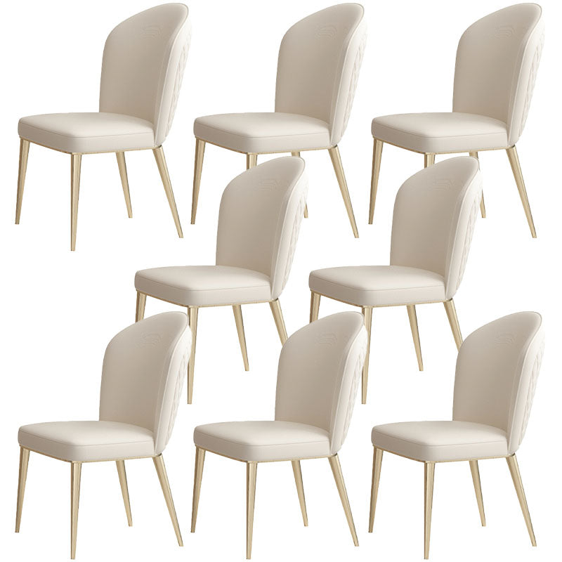 Nordic Style Leather Dining Chairs for Home Armless Solid Back Chair