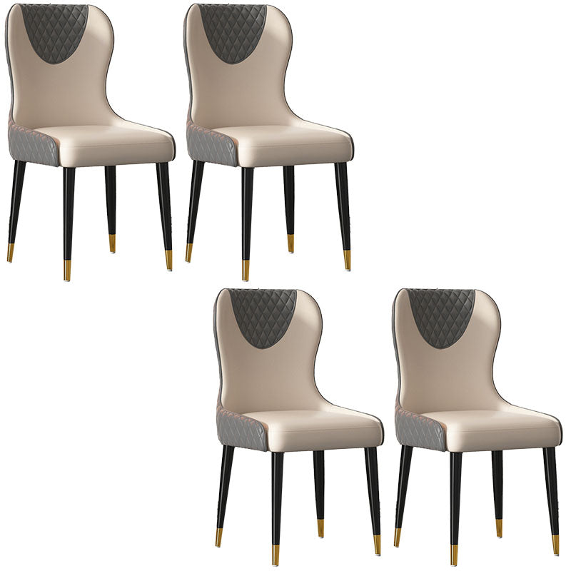 Nordic Style Armless Solid Back Chairs Faux Leather Dining Chairs