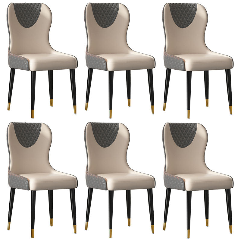 Nordic Style Armless Solid Back Chairs Faux Leather Dining Chairs