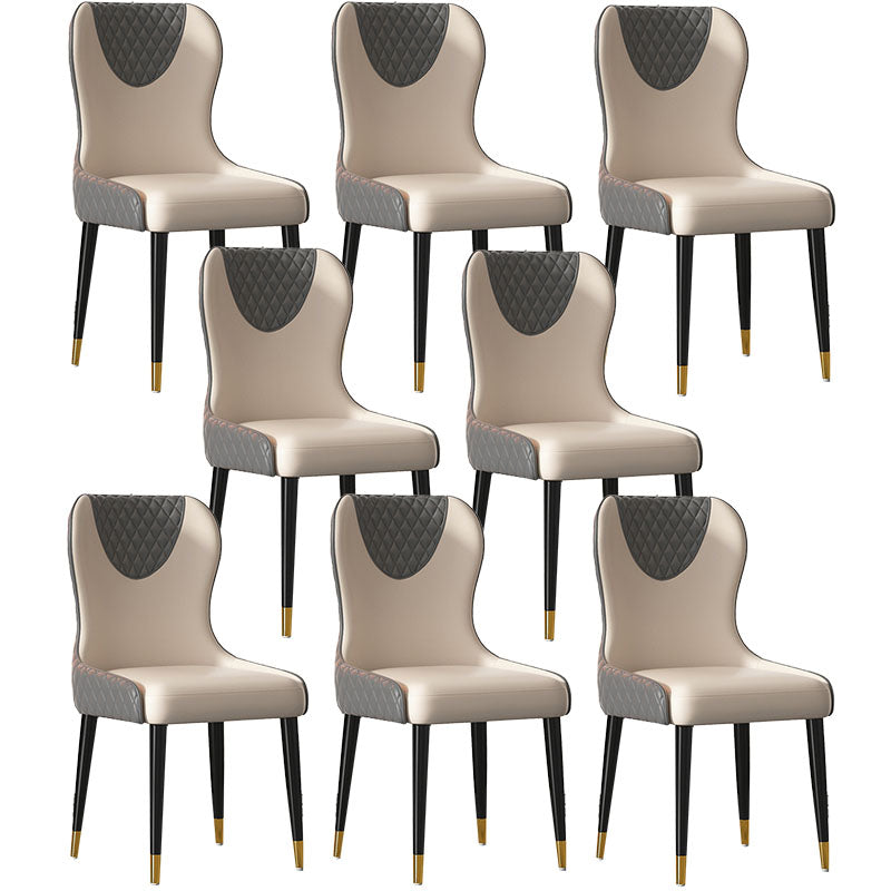 Nordic Style Armless Solid Back Chairs Faux Leather Dining Chairs