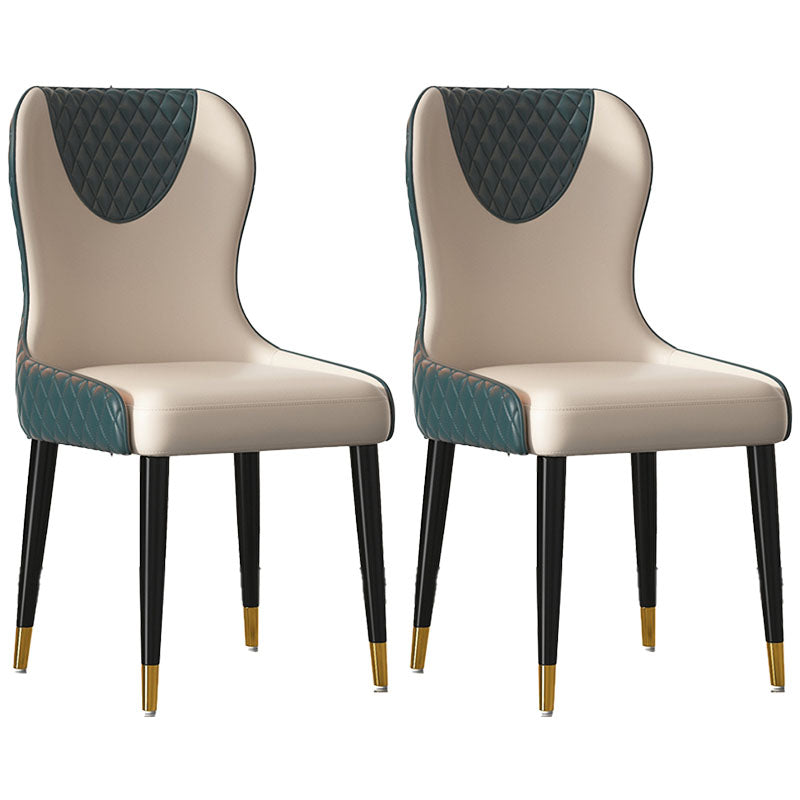 Nordic Style Armless Solid Back Chairs Faux Leather Dining Chairs