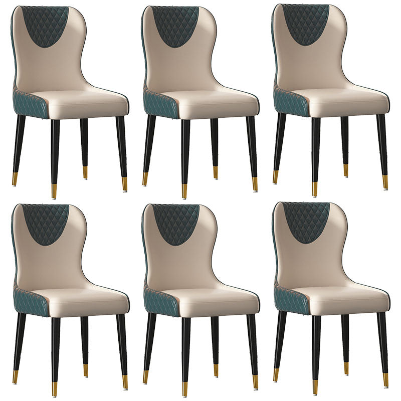 Nordic Style Armless Solid Back Chairs Faux Leather Dining Chairs