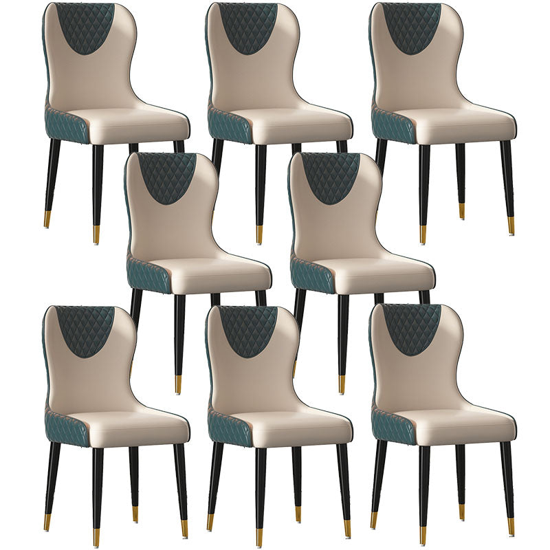 Nordic Style Armless Solid Back Chairs Faux Leather Dining Chairs