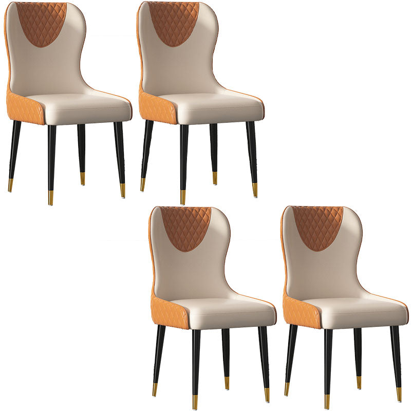 Nordic Style Armless Solid Back Chairs Faux Leather Dining Chairs