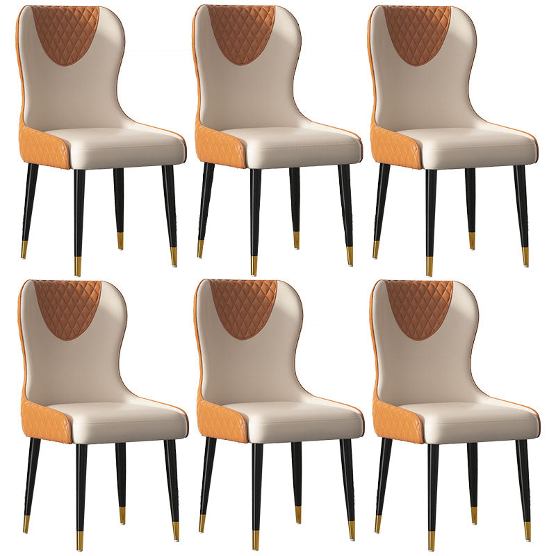 Nordic Style Armless Solid Back Chairs Faux Leather Dining Chairs