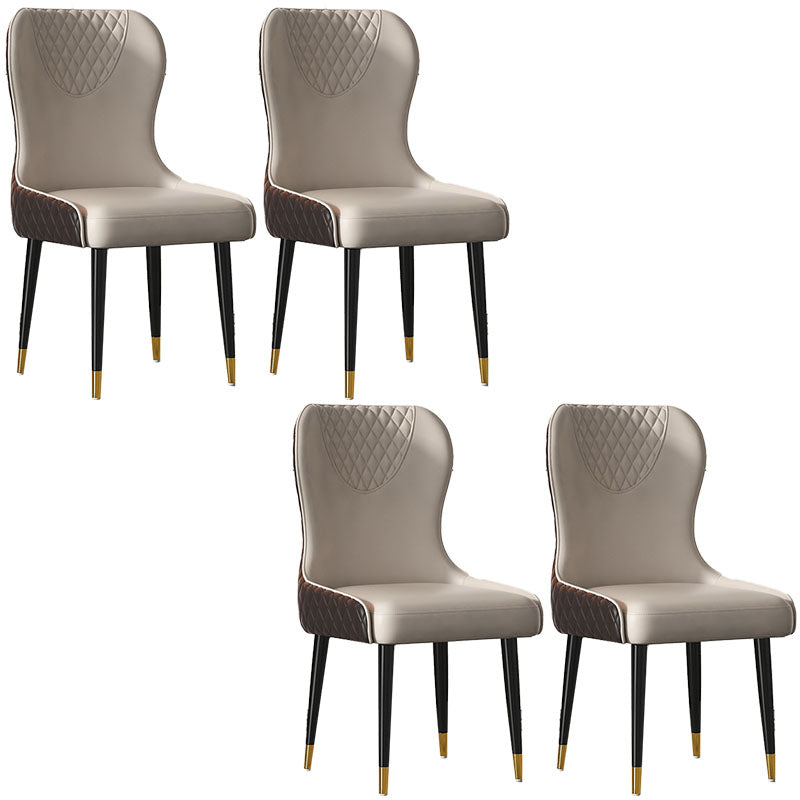 Nordic Style Armless Solid Back Chairs Faux Leather Dining Chairs