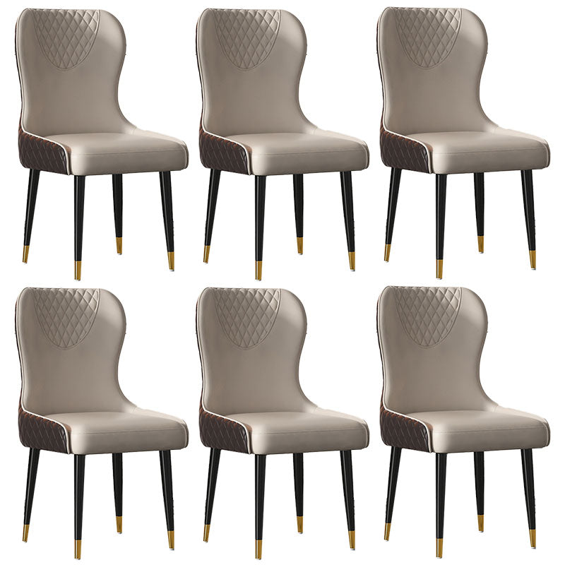 Nordic Style Armless Solid Back Chairs Faux Leather Dining Chairs