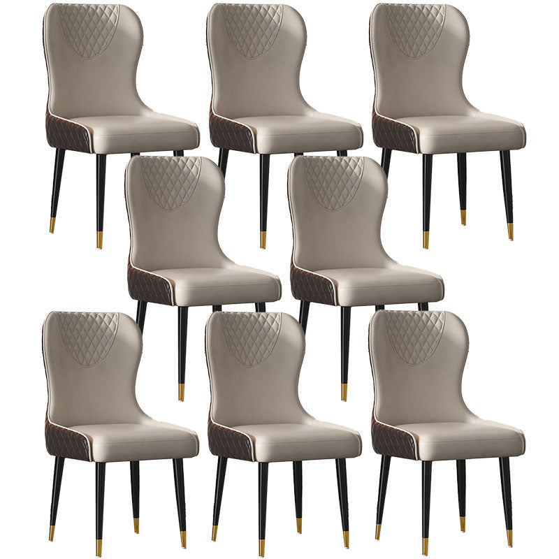 Nordic Style Armless Solid Back Chairs Faux Leather Dining Chairs