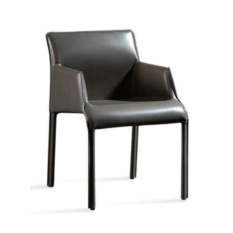 Contemporary Leather Dining Chair Metal Dining Arm Chair for Restaurant Use