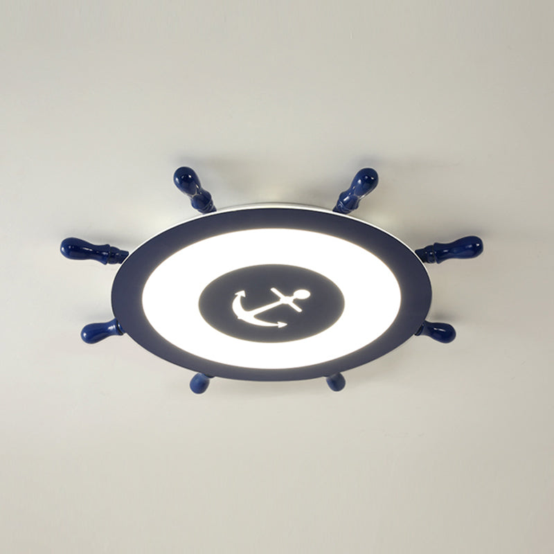 Circular Shape LED Ceiling Lamp Kids Style Iron 2 Lights Flush Mount for Bedroom