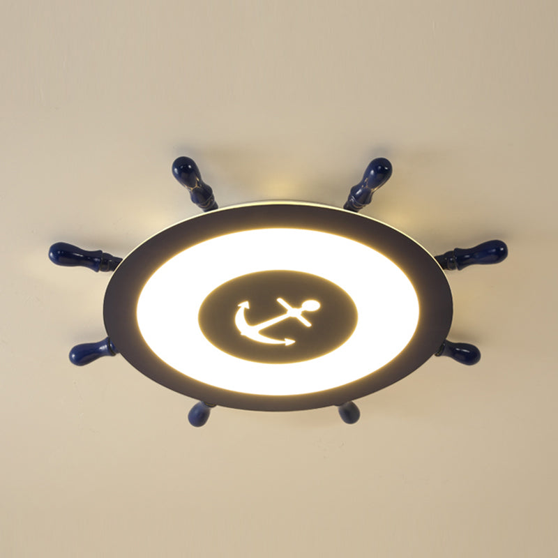 Circular Shape LED Ceiling Lamp Kids Style Iron 2 Lights Flush Mount for Bedroom