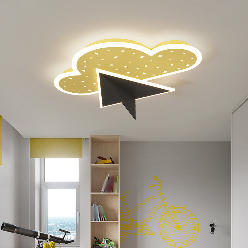 Cloud Shape LED Ceiling Lamp Kids Style Iron 2 Lights Flush Mount for Bedroom