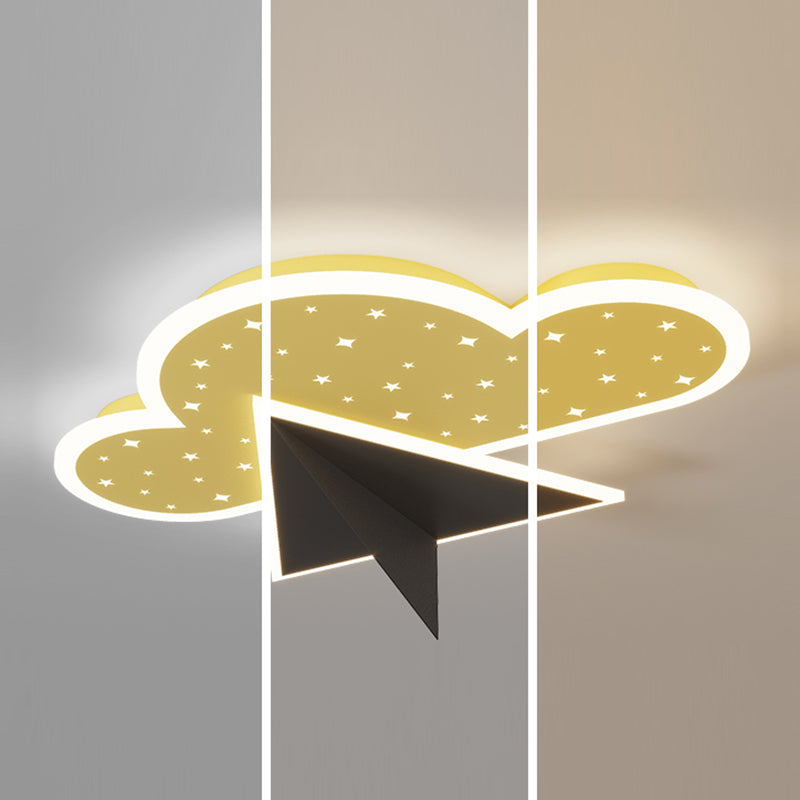 Cloud Shape LED Ceiling Lamp Kids Style Iron 2 Lights Flush Mount for Bedroom